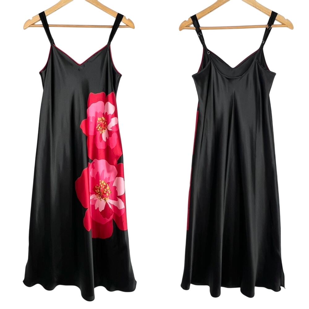Morgan Taylor Intimates Black Floral Slip Dress Small